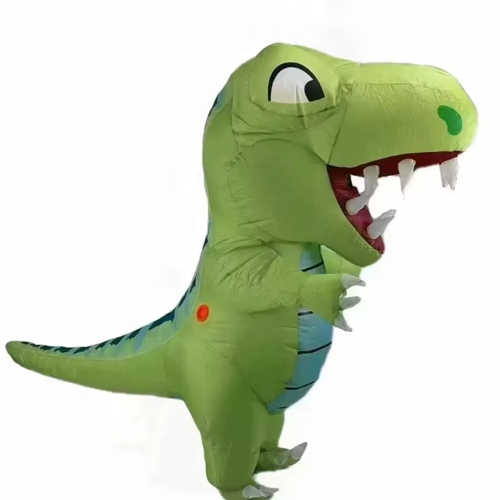 大人用、太った頭を持つ恐竜の着ぐるみ。全身を覆うタイプで、空 - Inflatable Dinosaur Costume Adult のレビューと価格