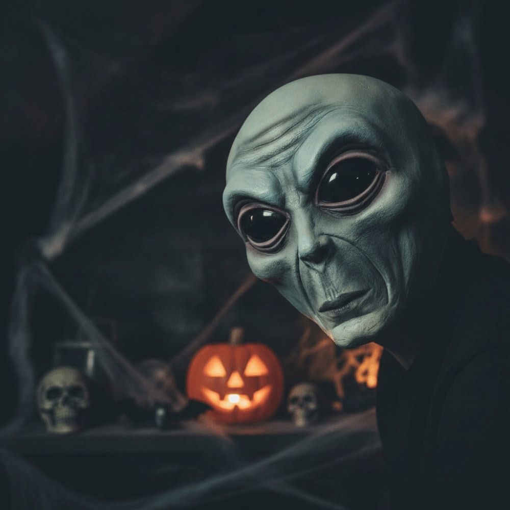 ラテックス素材のエイリアンマスク、フルヘッドマスク、グリーン - Latex Alien Mask Realistic のレビューと価格