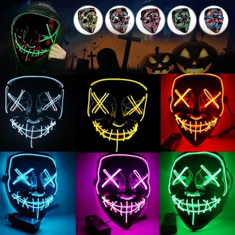 2026 ハロウィンパーティー用品：発光LEDマスク、ワイヤ - Led Purge Mask Halloween のレビューと価格